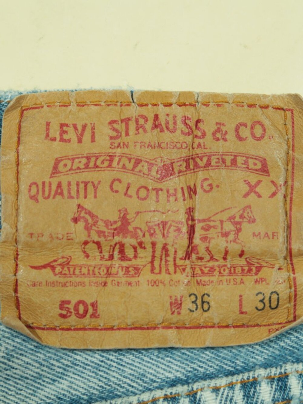 Vintage 80s Levis 501 Acid Wash Jeans Mens 36 (Fits 33) Blue Original Fit - Picture 4 of 12